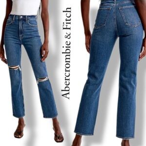 Abercrombie & Fitch The Ankle Straight Ultra High Rise Distressed Jeans 28/ 6S
